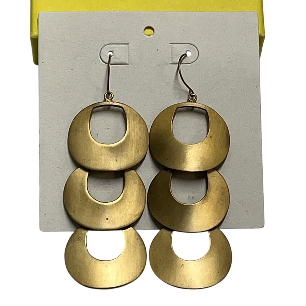 Banana Republic Earrings Bronze Tone Link Dangle Drop Artsy Modern Statement